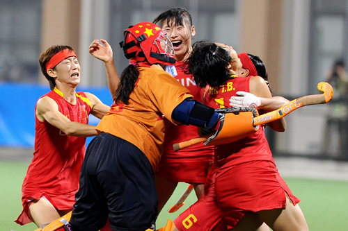 中国女曲点球大战5-4险胜韩国 实现亚运