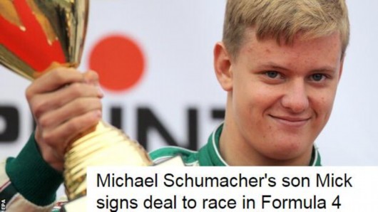 舒马赫15岁儿子签约车队 将征战F4方程式-方程