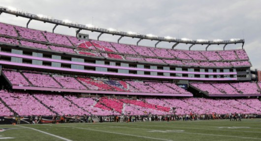 NFL橄榄球关爱女性健康 激烈赛场变粉色海洋