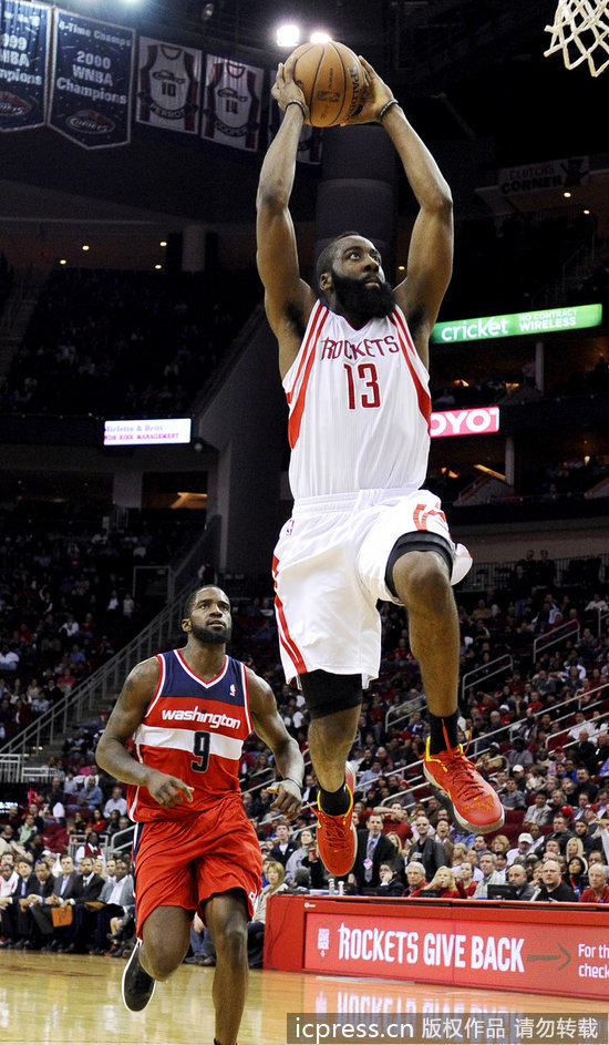 哈登复出31分林书豪10分 火箭胜奇才终止三连