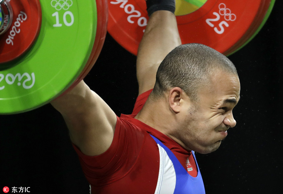 男子举重85公斤级决赛:田涛惜败获银牌
